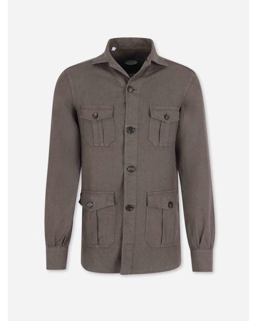 Vincenzo Di Ruggiero Brown Plain Linen Shirt for men