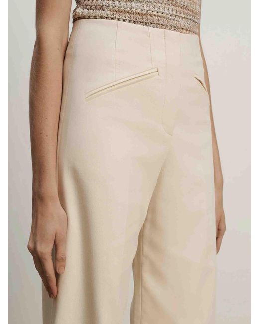 Veronica Beard Natural Cassidee Wide Leg Trousers