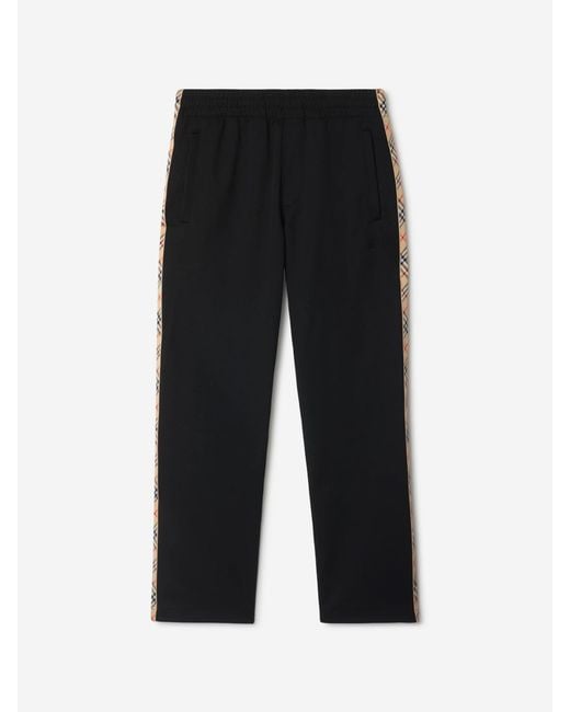 Burberry Black Cotton Check Joggers for men