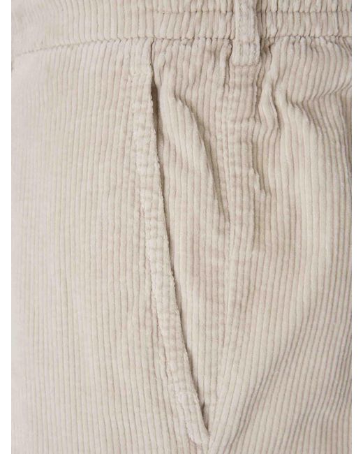 Marco Pescarolo Natural Corduroy Straight Trousers for men