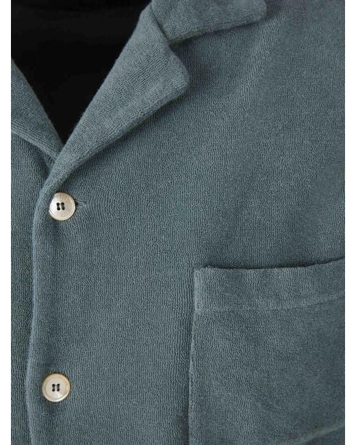 Fedeli Blue Cotton Terry Shirt for men