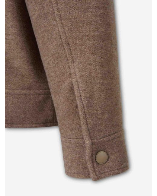 Canali Brown Short Cashmere Wool Coat for men