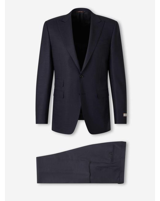 Canali Blue Straight Wool Suit for men