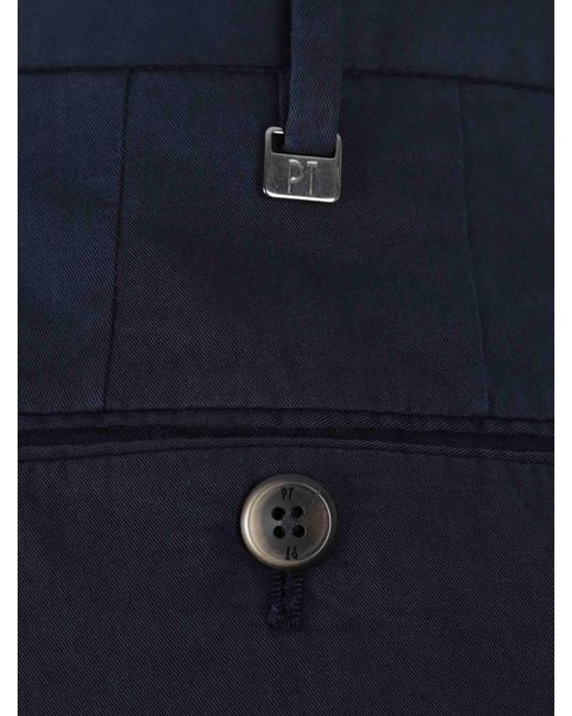 PT Torino Blue Cotton Chino Trousers for men