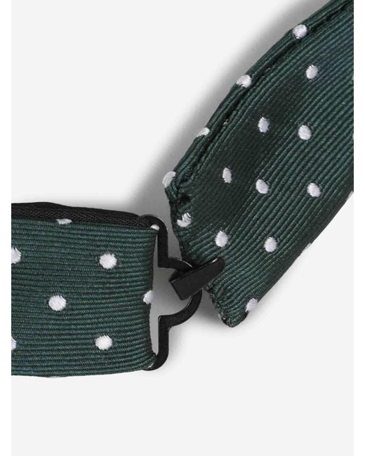 Petronius Green Silk Polka Dot Bow Tie for men