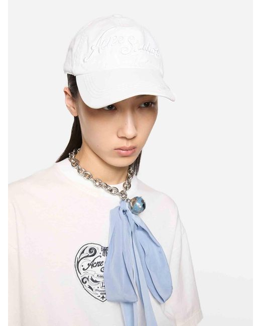 Acne White Logo Cap for men
