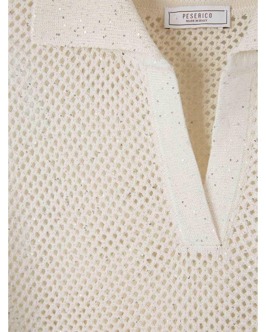 Peserico White Polo Knit Cotton