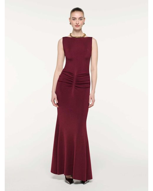 Roland Mouret Purple Gathered Knit Dress