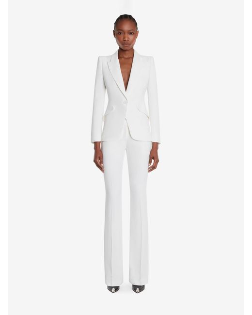 Blazer Liso Crepé Alexander McQueen de color White