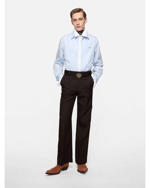 Acne Blue Cotton Layered Shirt for men