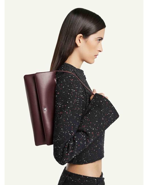 Courreges Brown Clutch Leder Tasche