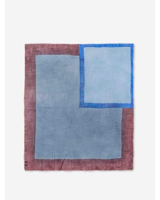 CASHÀ Blue Geometric Pattern Scarf