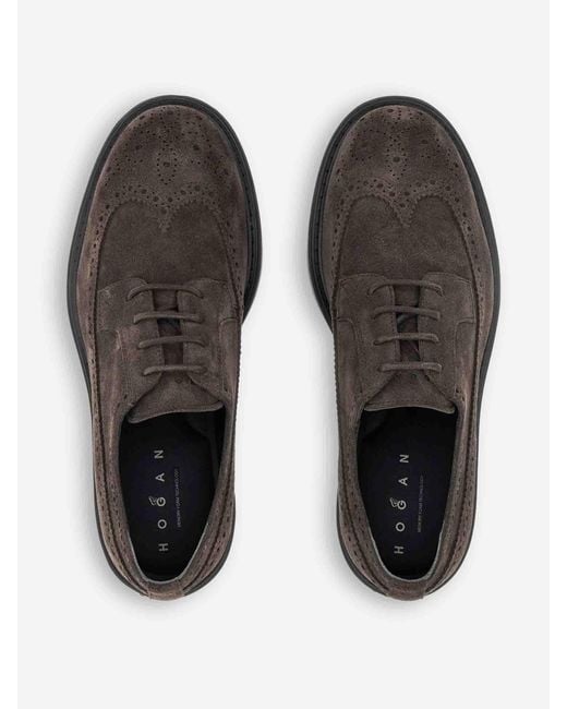 Hogan Brown Derby Shoes H704 for men