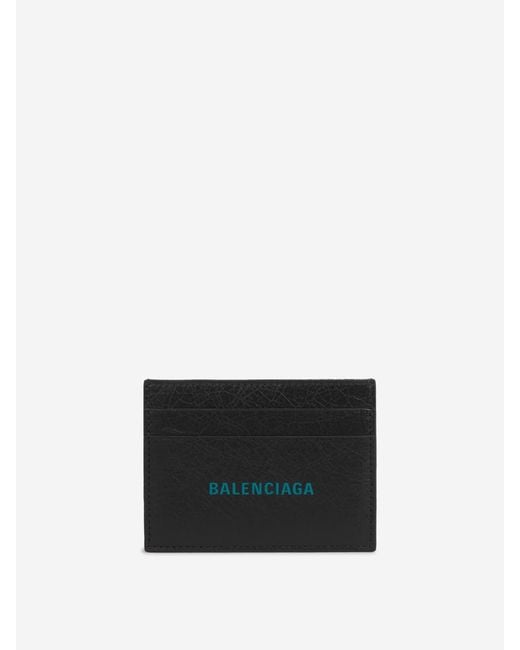 Tarjetero Piel Logo di Balenciaga in Black da Uomo