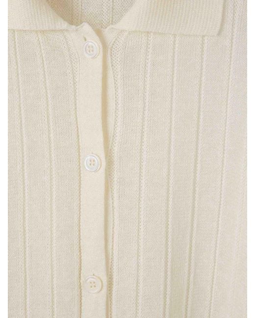 Peserico White Ribbed Knit Shirt