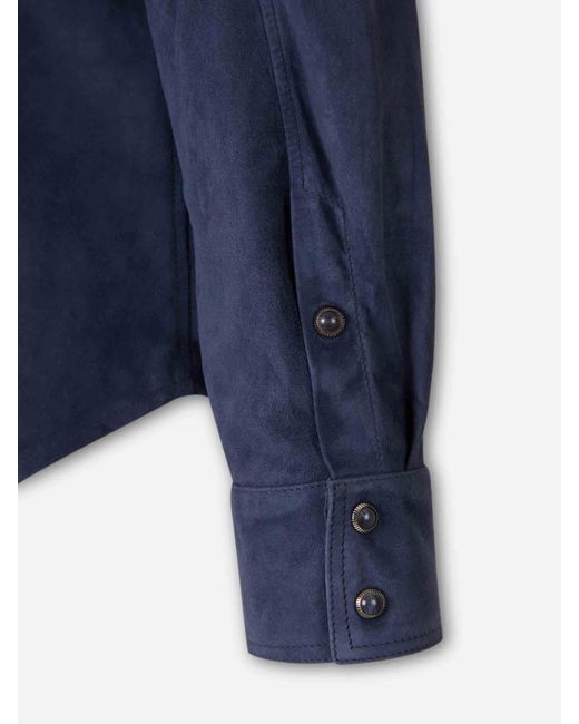 Santa Eulalia Blue Casual Leather Jacket for men