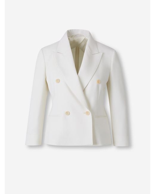 Max Mara White Cropped Wool Blazer