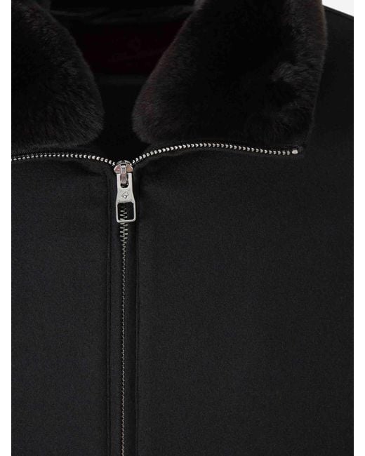 Montecore Black Jacket With Fur Collar for men