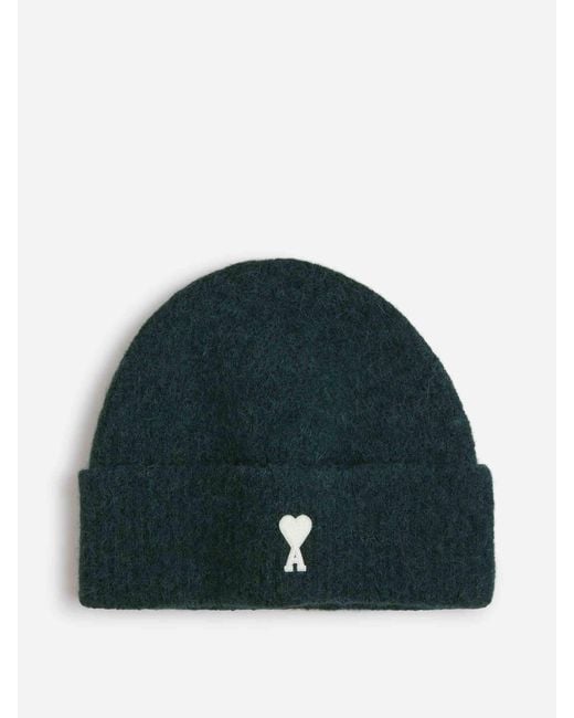 AMI Blue Logo Knit Hat for men