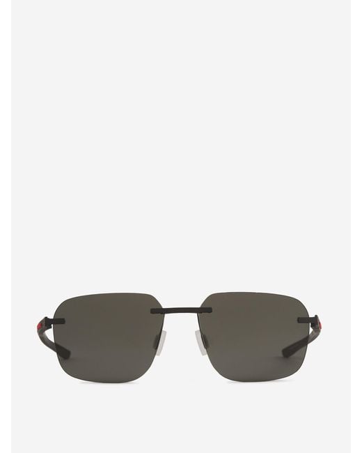 Tag Heuer Gray Vingt Sept Rectangular Sunglasses for men