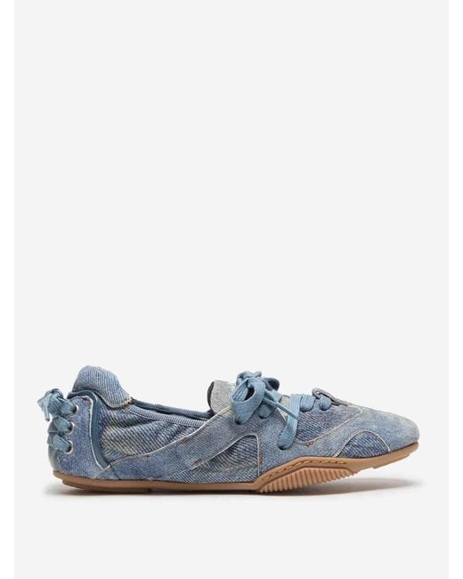 Acne Blue Denim Sneakers With Laces