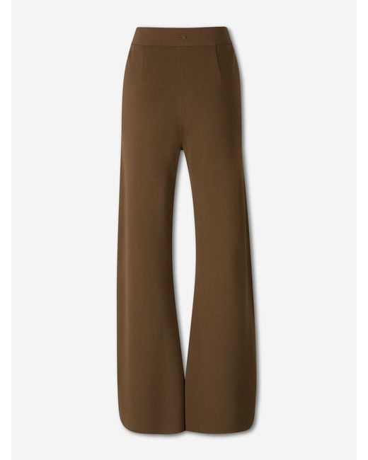 Max Mara Brown Crepe Wide Leg Trousers