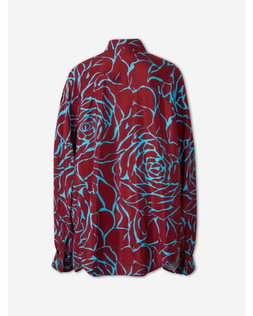Dries Van Noten Red Flowy Blouse With Graphic Pattern