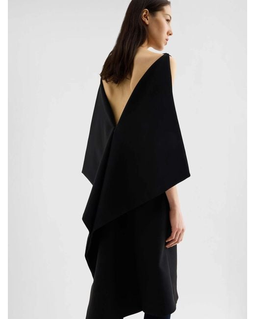 Jil Sander Black Silk And Wool Midi Dress