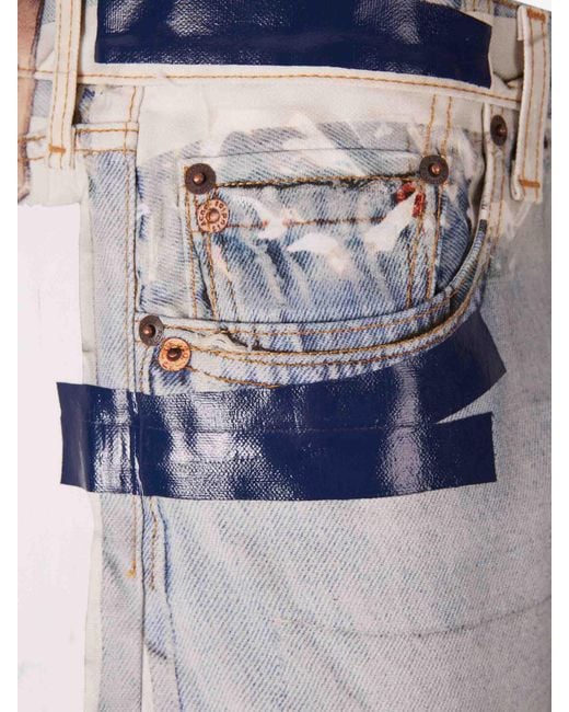 Acne Gray Straight Jeans With Ribbon Effect for men