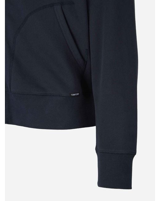 Tom Ford Blue Cotton Zip Sweatshirt for men