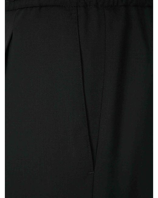 PT Torino Black Straight Wool Trousers for men
