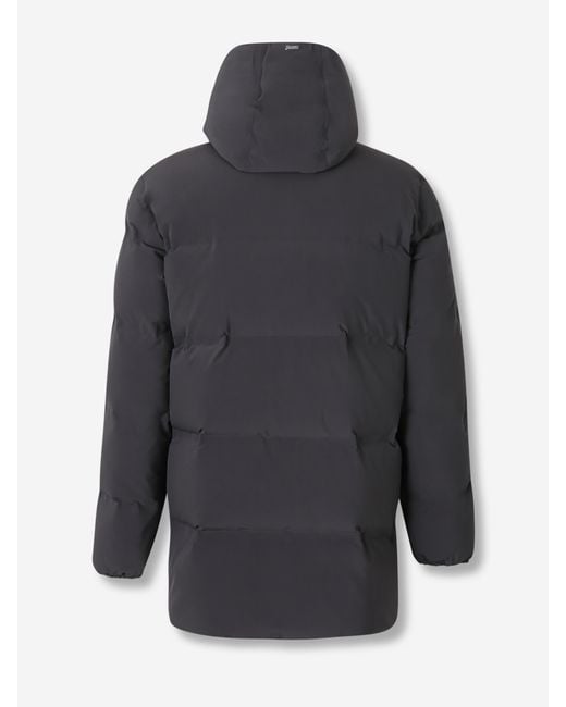 Herno Gray Long Hooded Down Jacket for men