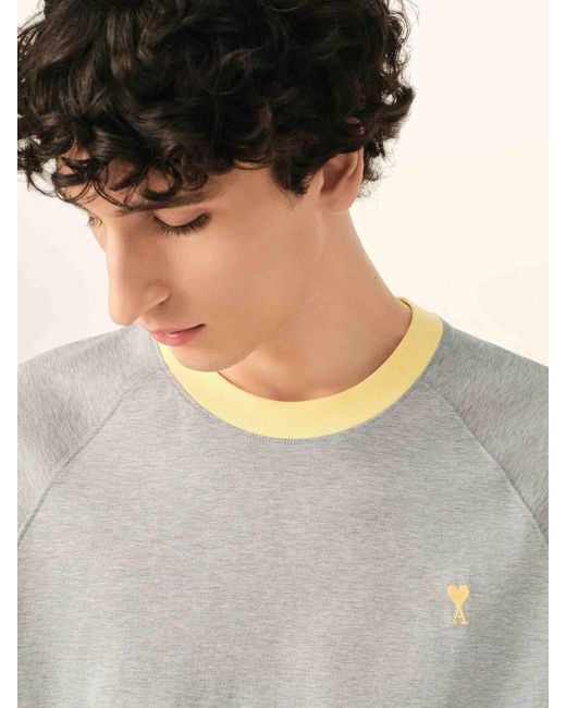 AMI Gray Round Neck T-Shirt for men