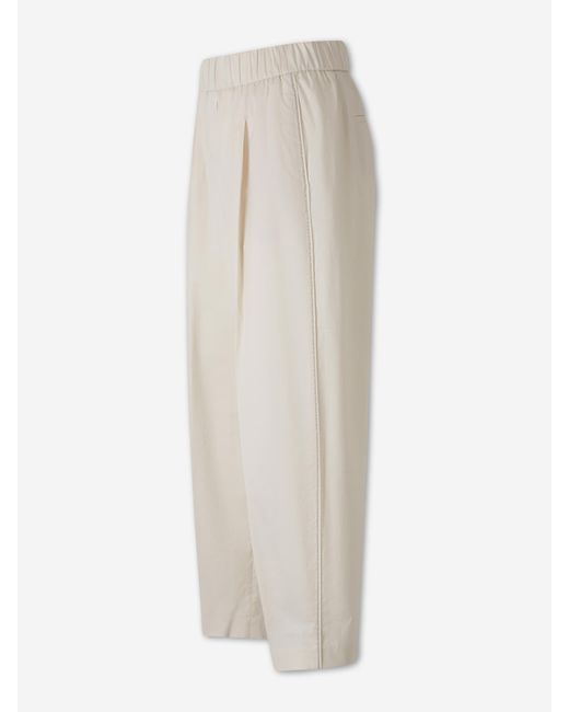 Peserico White Cotton Straight Leg Trousers