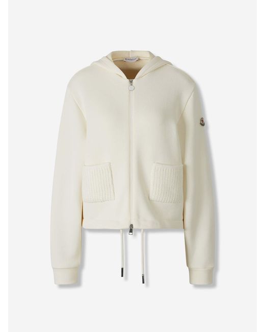 Moncler White Kapuzenpullover Mit Reißverschluss