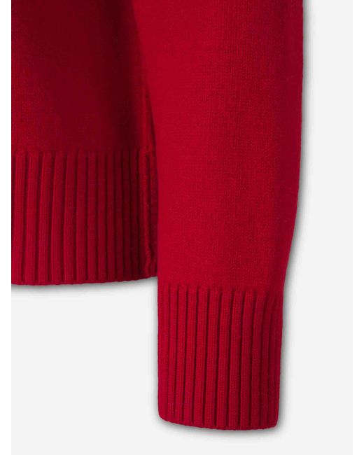 AMI Red Polo Neck Sweater for men