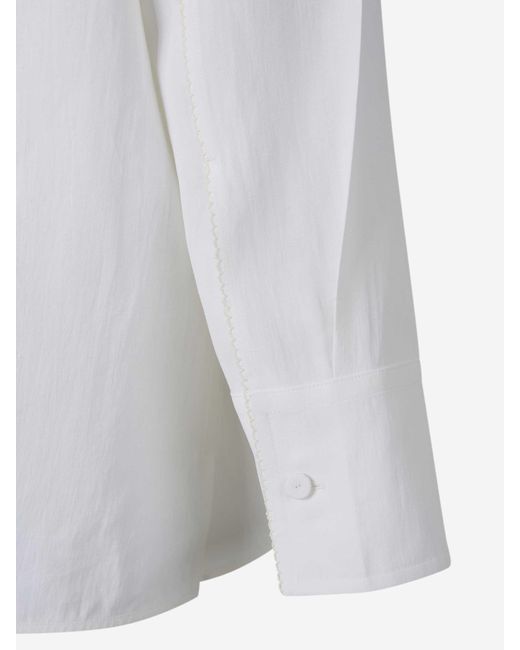 Jil Sander White Plisseehemd Aus Leinen