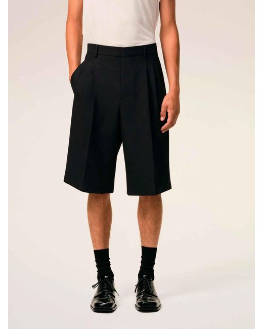 AMI Black Bermuda Shorts, Wool Clips for men