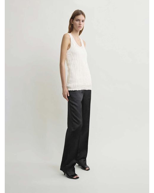 Totême White Wrinkled Knit T-Shirt