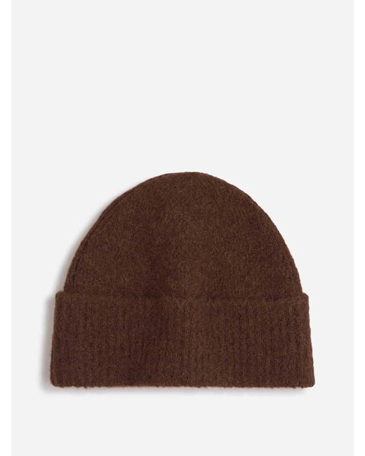 AMI Brown Logo Knit Hat for men