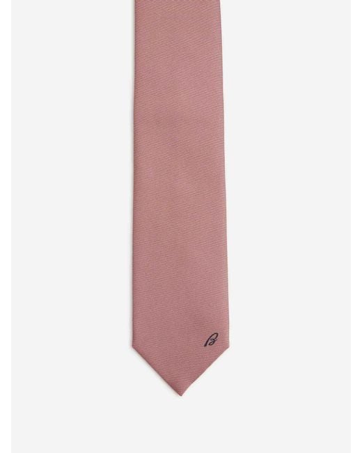 Brioni Pink Plain Silk Tie for men