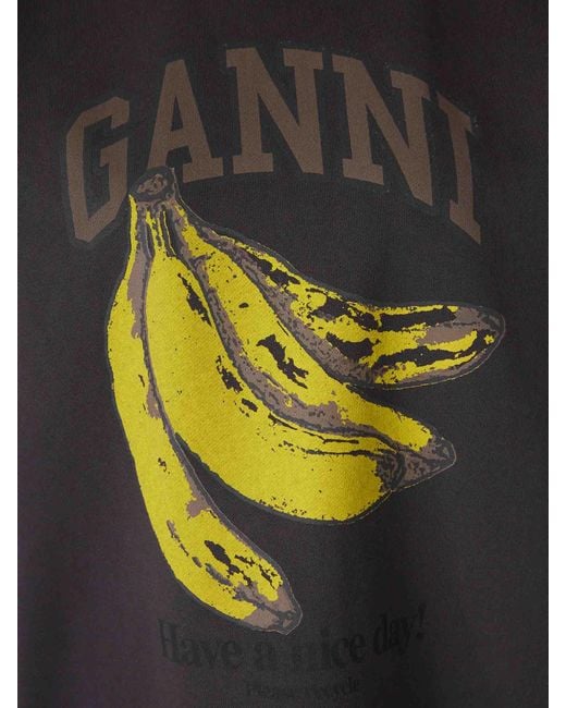 Ganni Black Crew Neck Sweatshirt
