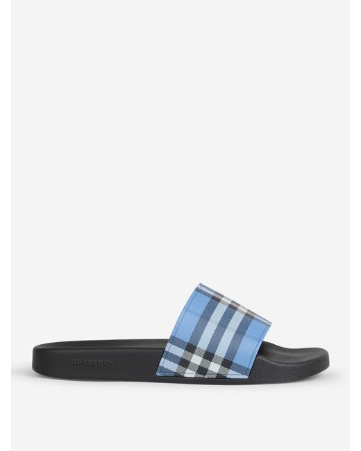 Burberry Blue Check Flip-Flops for men
