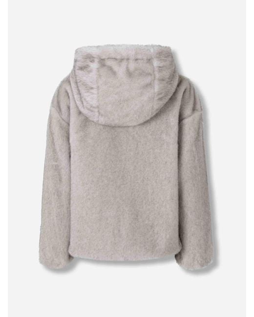 Herno Gray Short Coat Fur