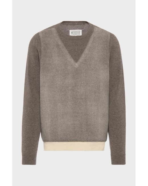 Maison Margiela Gray Crew Neck Sweater for men