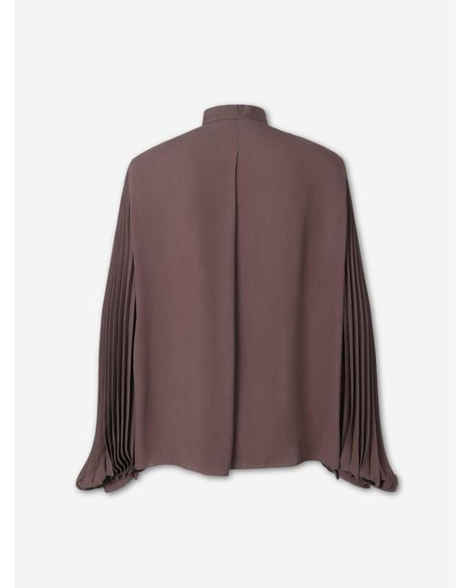Tom Ford Brown Plain Pleated Blouse