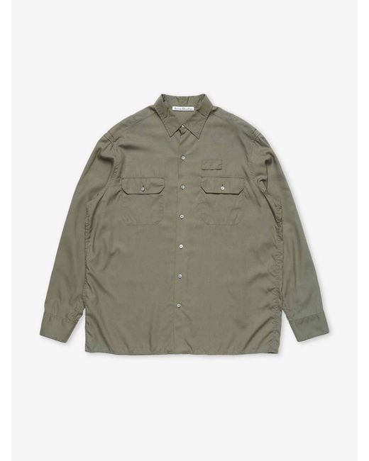Acne Green Oversized Logo Shirt for men