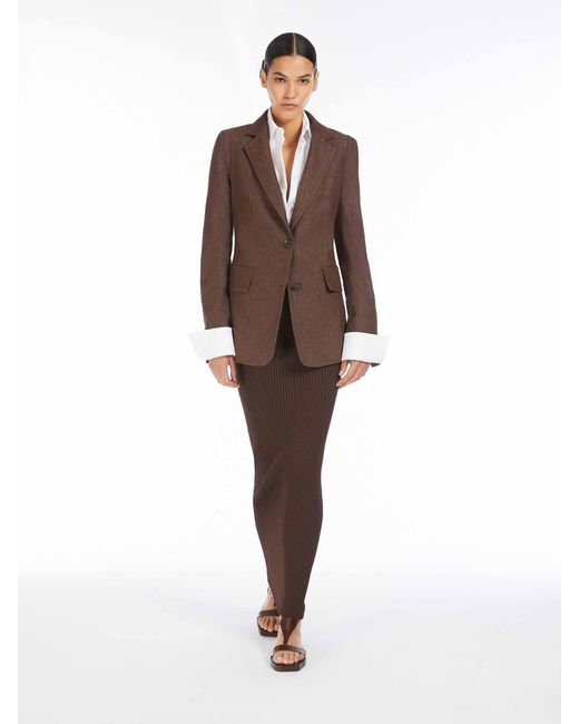 Max Mara Brown Gerippter Maxirock