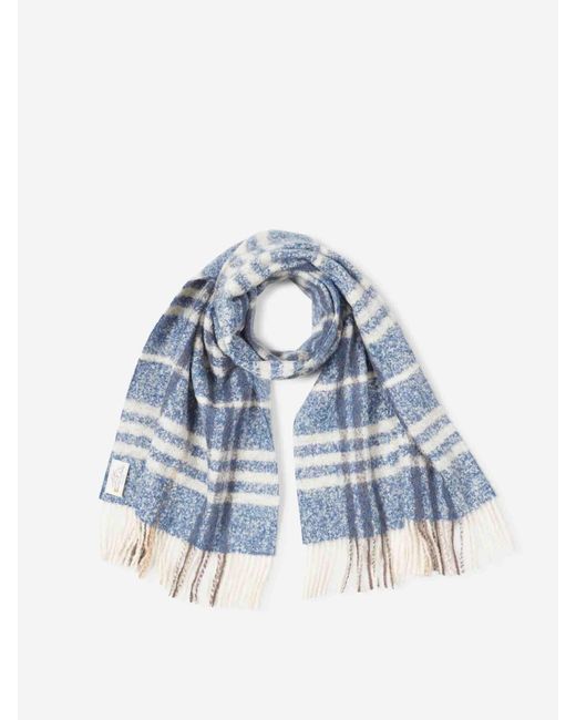Santa Eulalia Blue Wool Check Scarf for men