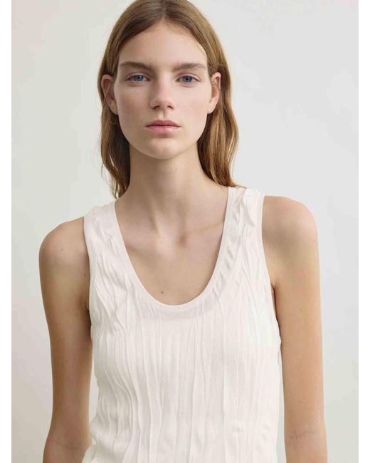 Totême White Wrinkled Knit T-Shirt